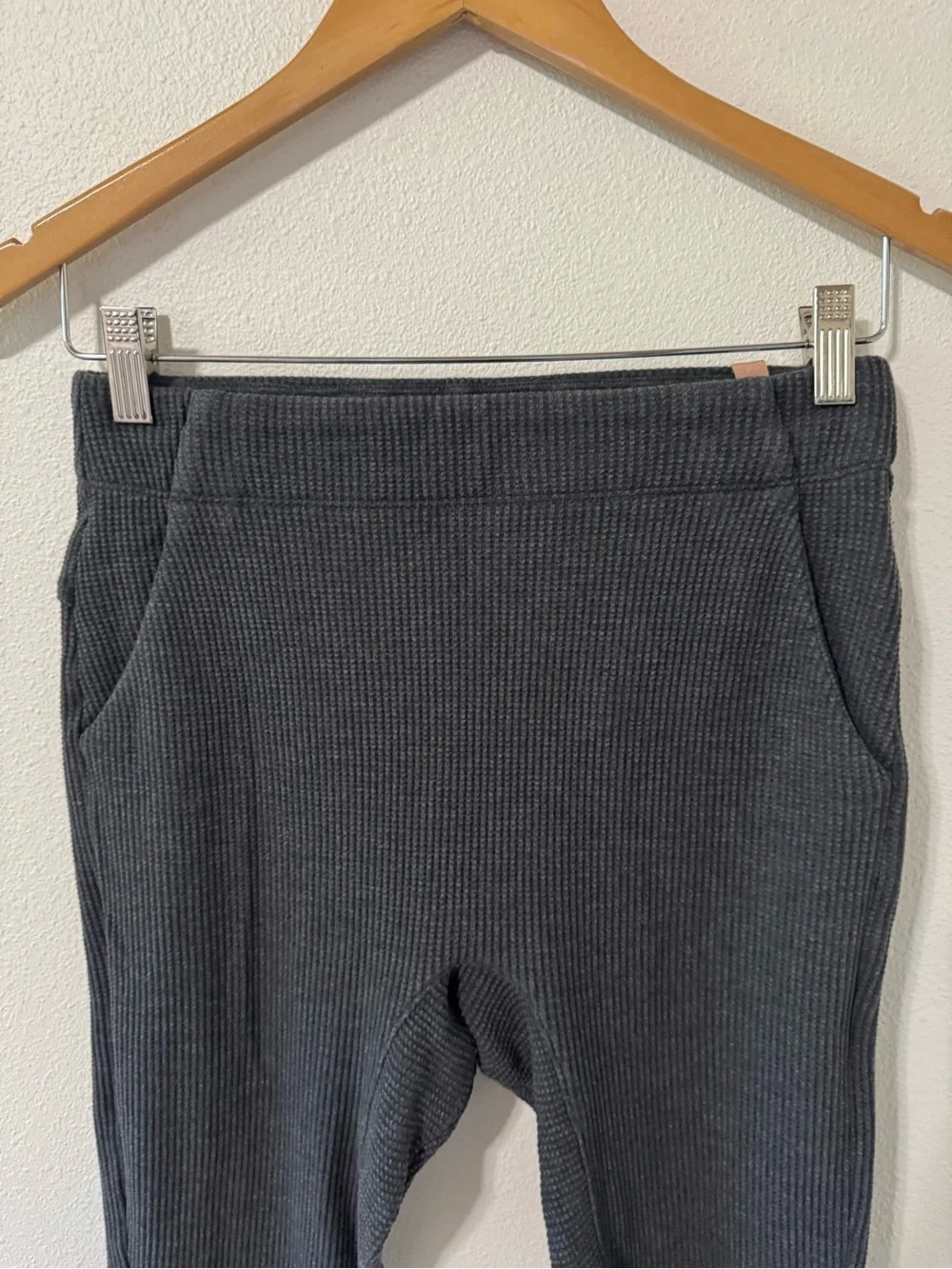 Lunya Restore Thermal Waffle Knit Draped Lounge Joggers Dark Gray Pima Cotton-S
